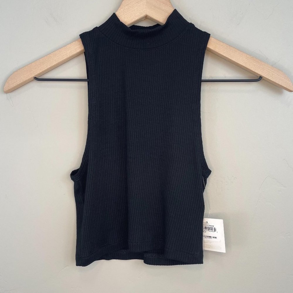 bp black mock neck ribbed sleeveless crop top XS - Picture 2 of 12